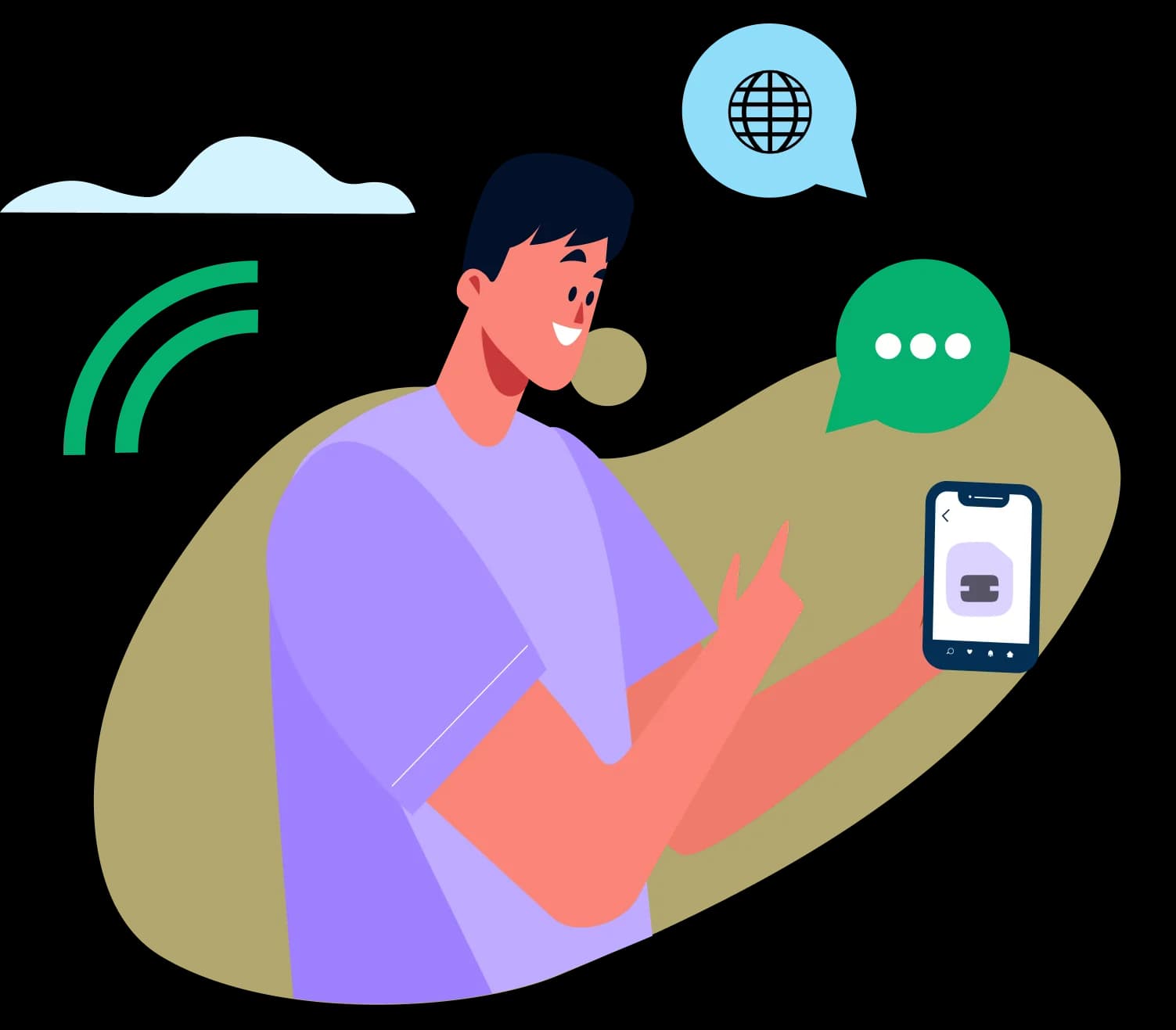 Visual representation of eSIM technology integrated in smartphone