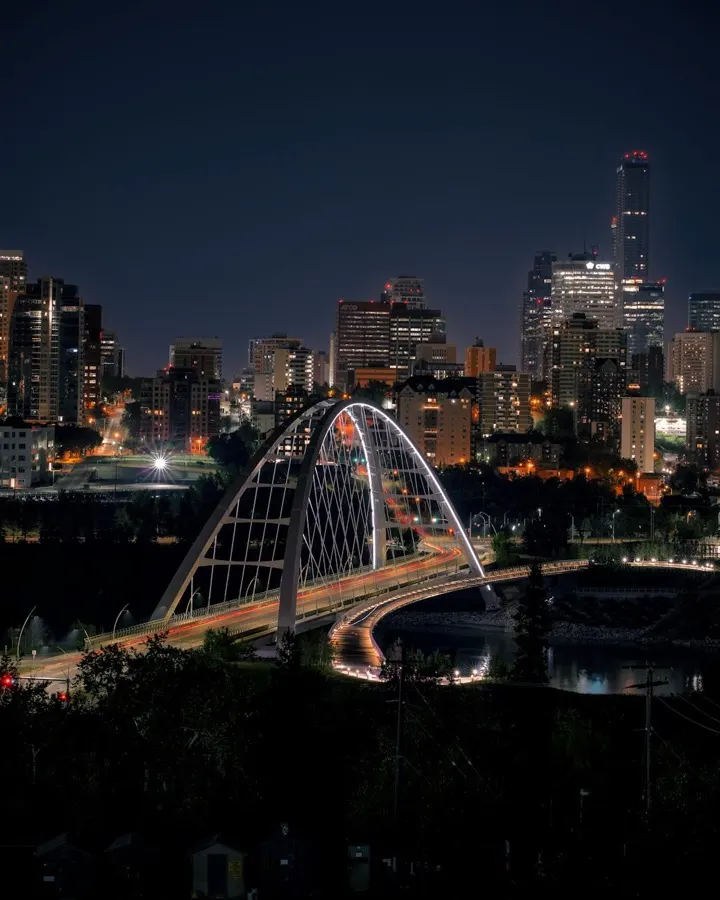 Edmonton Canada city skyline with HelloRoam eSIM mobile data coverage for international travelers