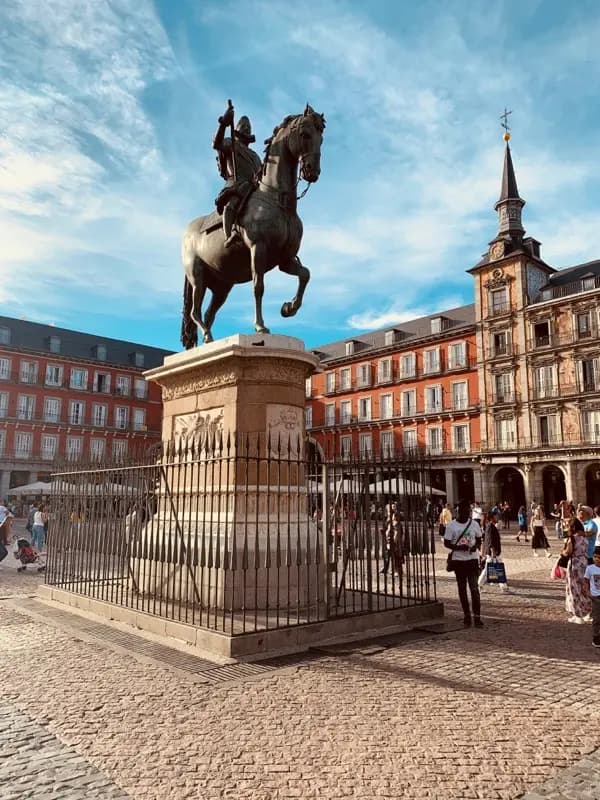Plaza Mayor in Madrid Spain with HelloRoam eSIM data plan connectivity while traveling