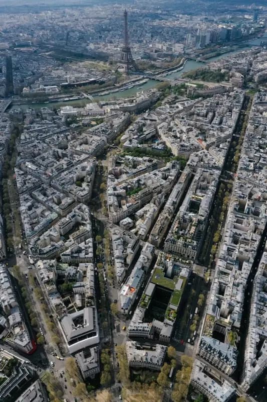 Eiffel Tower And Seine Aerial View in Paris France with HelloRoam eSIM connectivity