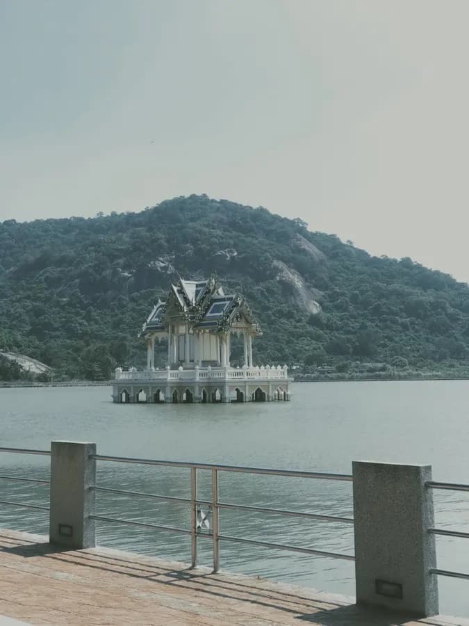 eSIM Hua Hin Thailand - royal train station Victorian-era pavilion with the famous Hua Hin beach stretching behind