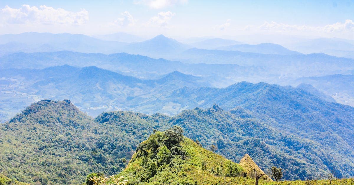 Misty mountain ranges in northern Thailand, where thailand weather varies by altitude and region