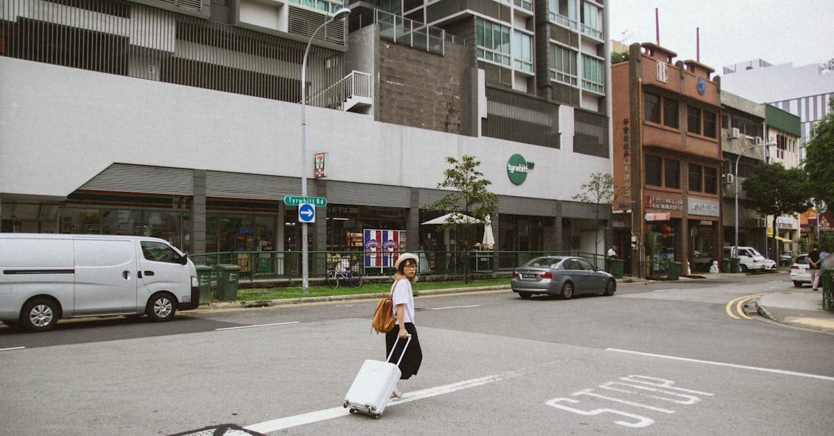 Woman with suitcase navigating a busy city street, knowing travel insurance singapore exclusions protects against surprises.