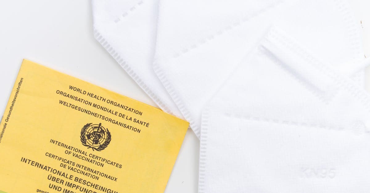 WHO vaccination card with KN95 masks illustrating travel vaccinations documentation and health costs in Ireland