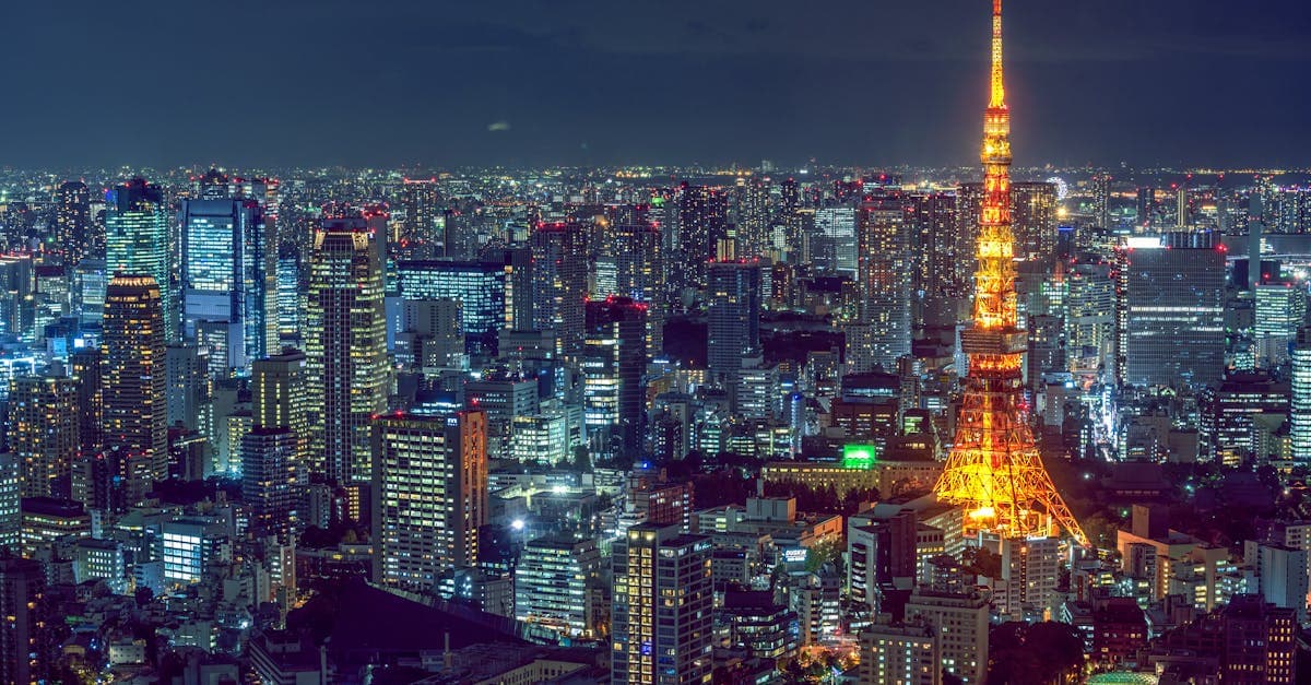 Aerial view of Tokyo's glowing cityscape at night, where data costs matter for Singaporean tourists