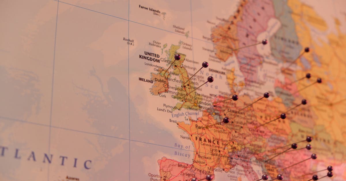 Map with push pins marking European destinations as you explore the cheapest countries to visit.