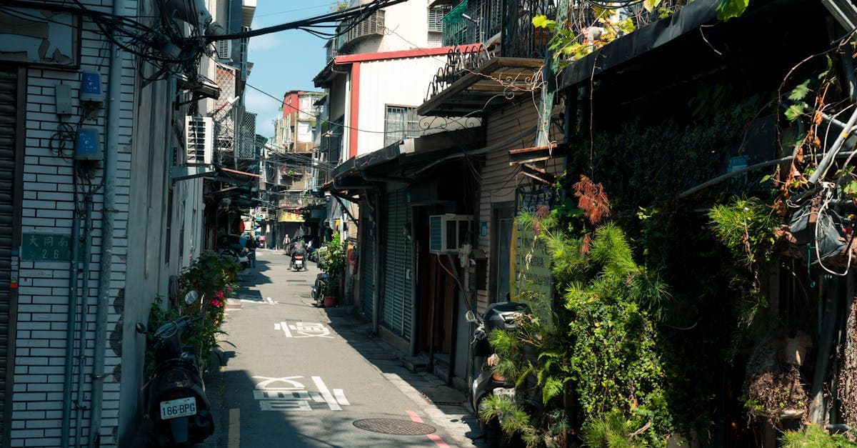 台北綠意盎然熱鬧巷弄街景,享用 best food in taipei 道地美食無需支付額外小費。