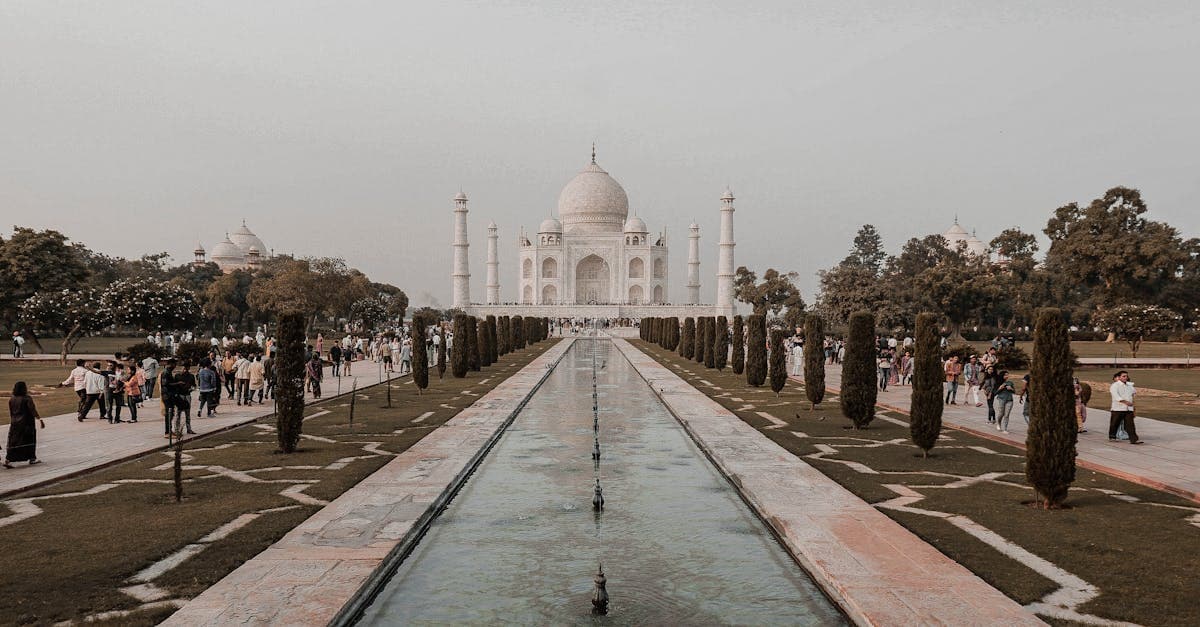 Taj Mahal gardens symbolising India as the starting point to discover cheapest countries for Indian travellers