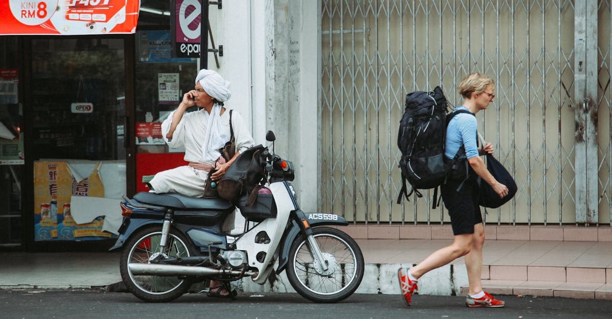 Backpacker with rucksack walking a busy Southeast Asian street, weighing up travel eSIM versus local SIM