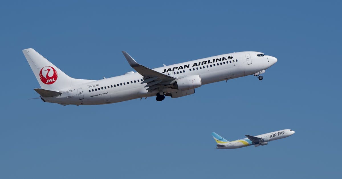 Japan Airlines aircraft in clear blue skies over Tokyo, the main carrier for Singaporeans flying to Japan